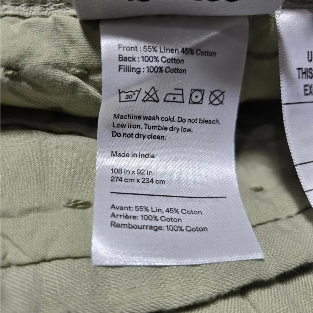 NWOT Quince European Linen Cotton Stitch Quilt 3Pc Set King Cal King Willowleaf